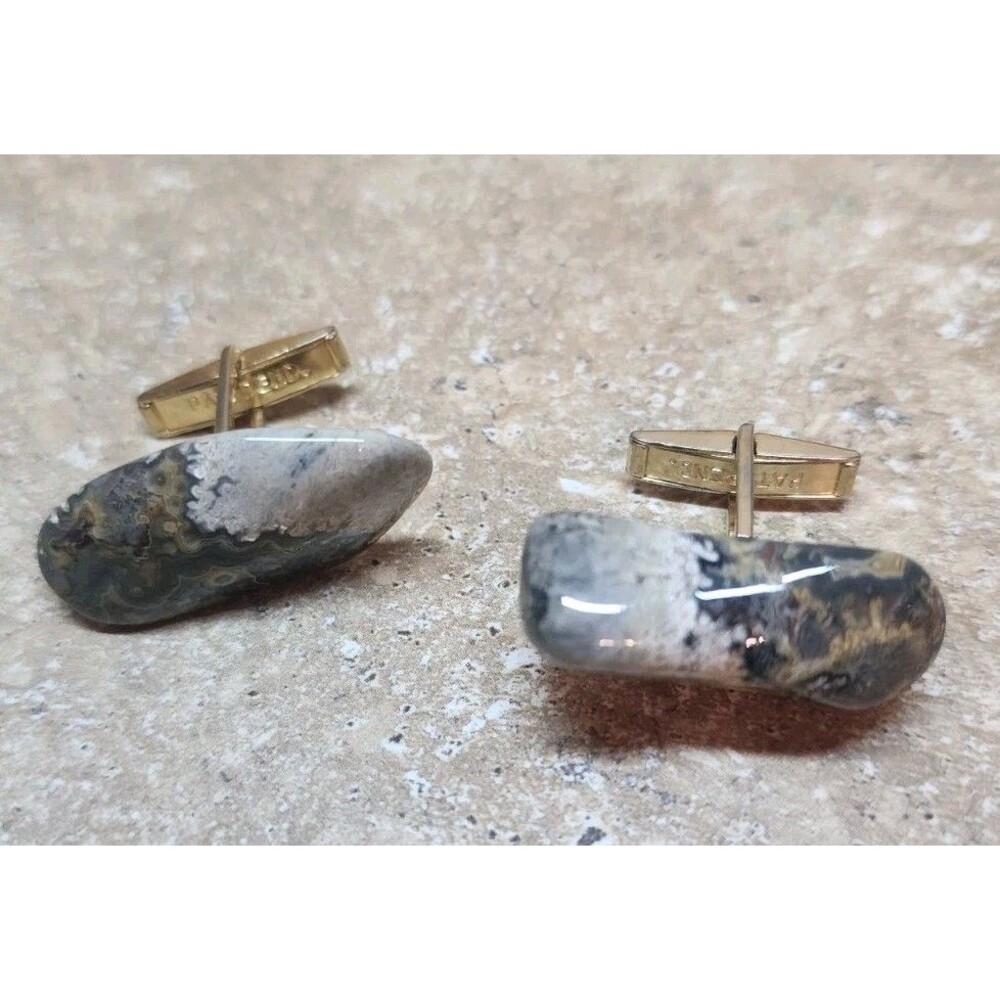 Vintage Cufflinks Gray Black Stone Pat.Pending Men’s Accessory